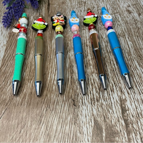 Handcrafted Gnome Grinch Pens Beaded Unique Artisan Gifts Office Accessories - Picture 2 of 8